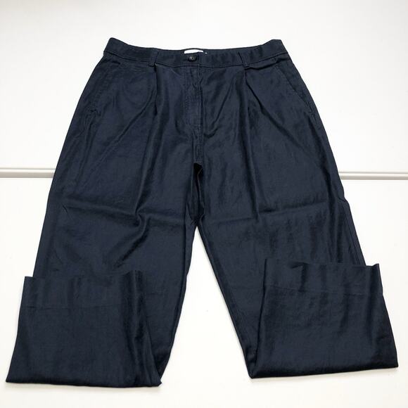 The Reset Pants - The Reset R Label Slouchy Trouser in Dark Blue Women's Size Large Linen Blend